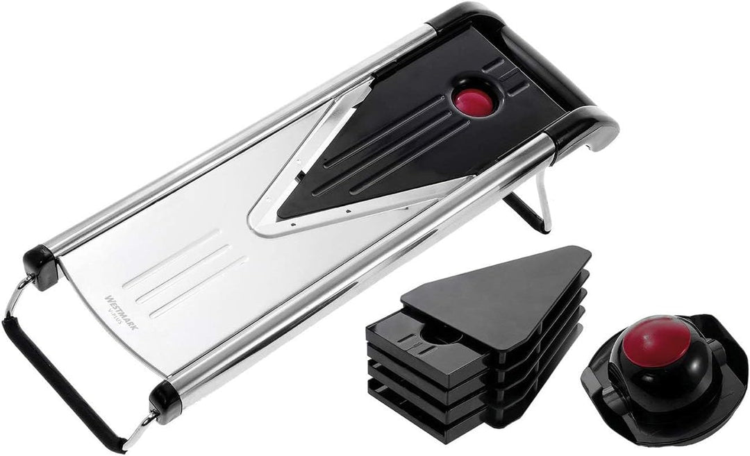 Westmark Gemüseschneider/ -hobel, Mit 5 Schneidaufsätzen, Edelstahlklingen, V-Plus, Schwarz/Silber/R