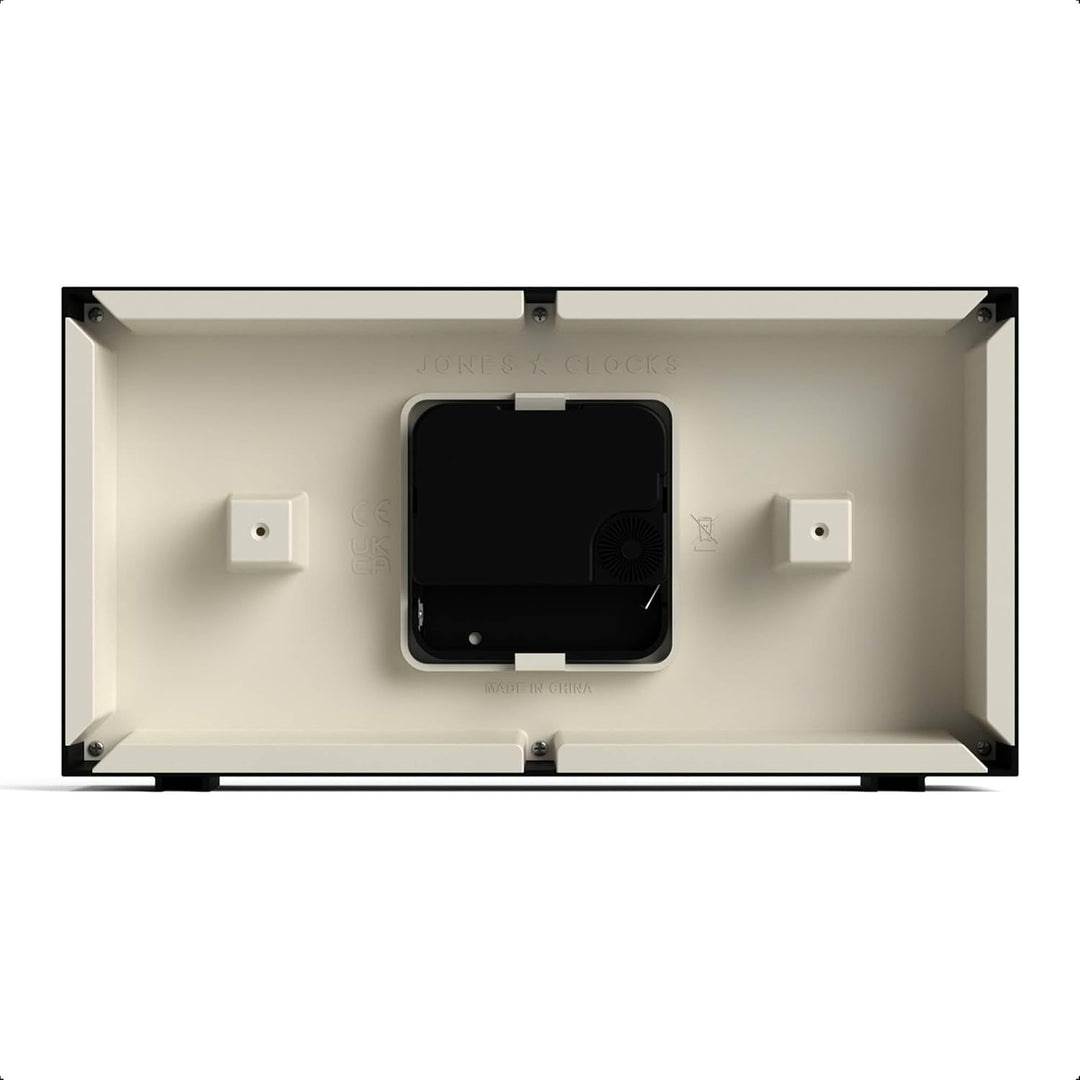 JONES CLOCKS® Schreibtischuhr 'Odeon' – modernes rechteckiges Design in Schwarz, stilvoller Retro-Lo