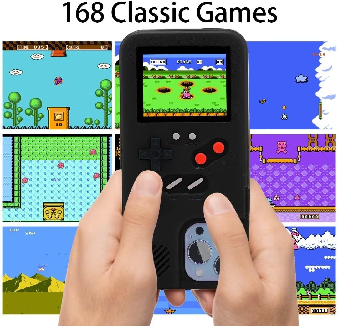 WeLohas Gameboy-Hülle für iPhone 6 Plus/6s Plus/7 Plus/8 Plus, Retro 168 Klassische Handheld-Spiele,
