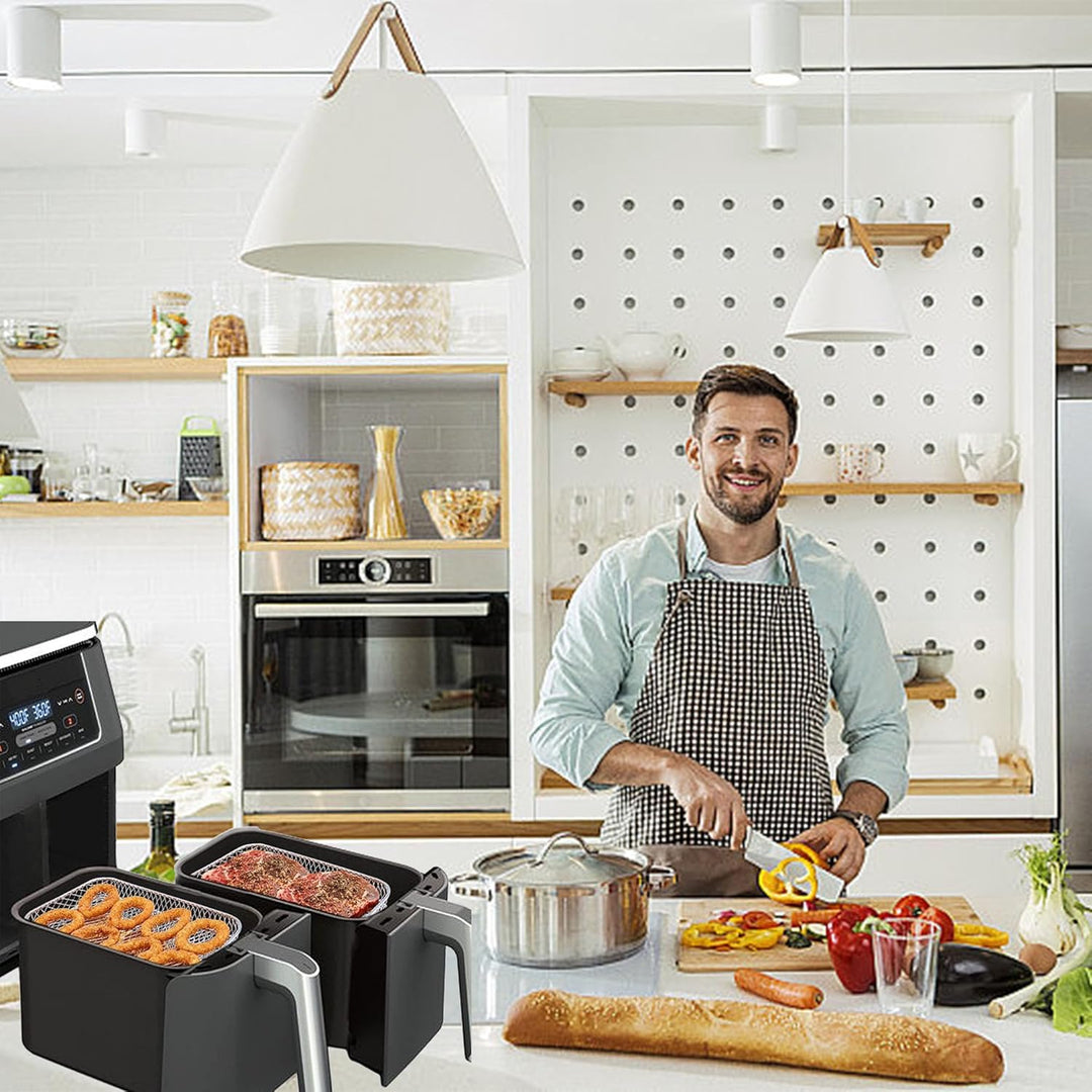 YUEMING Heissluftfritteuse Zubehör, 3 Layers Air Fryer Rack for Ninja Dual Basket mit Silikonfüssen,