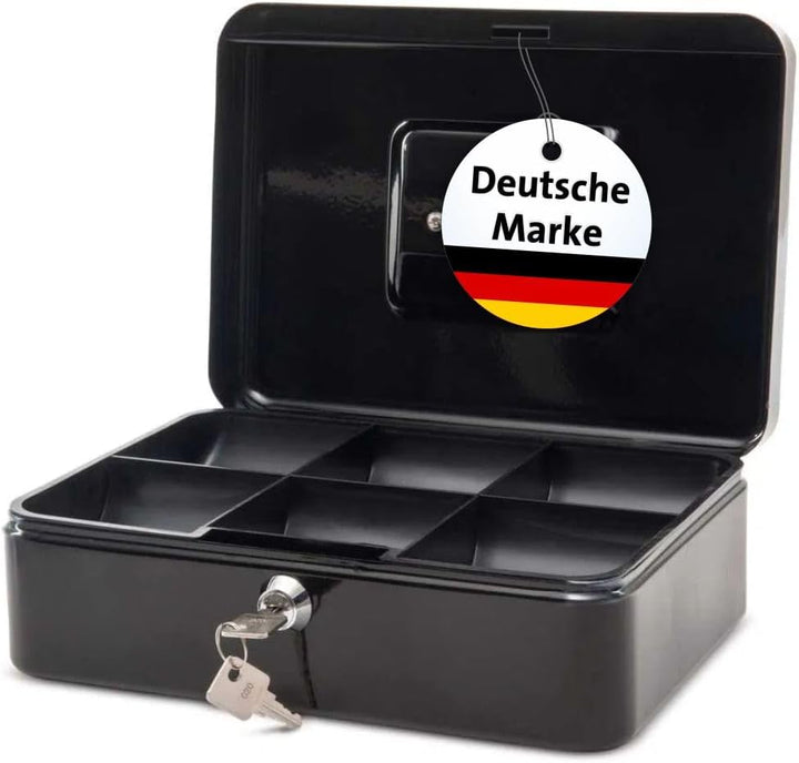MAUL Geldkassette aus Stahl 25x19x9cm | Geldkassette abschliessbar | Münzgeld-Einsatz herausnehmbar