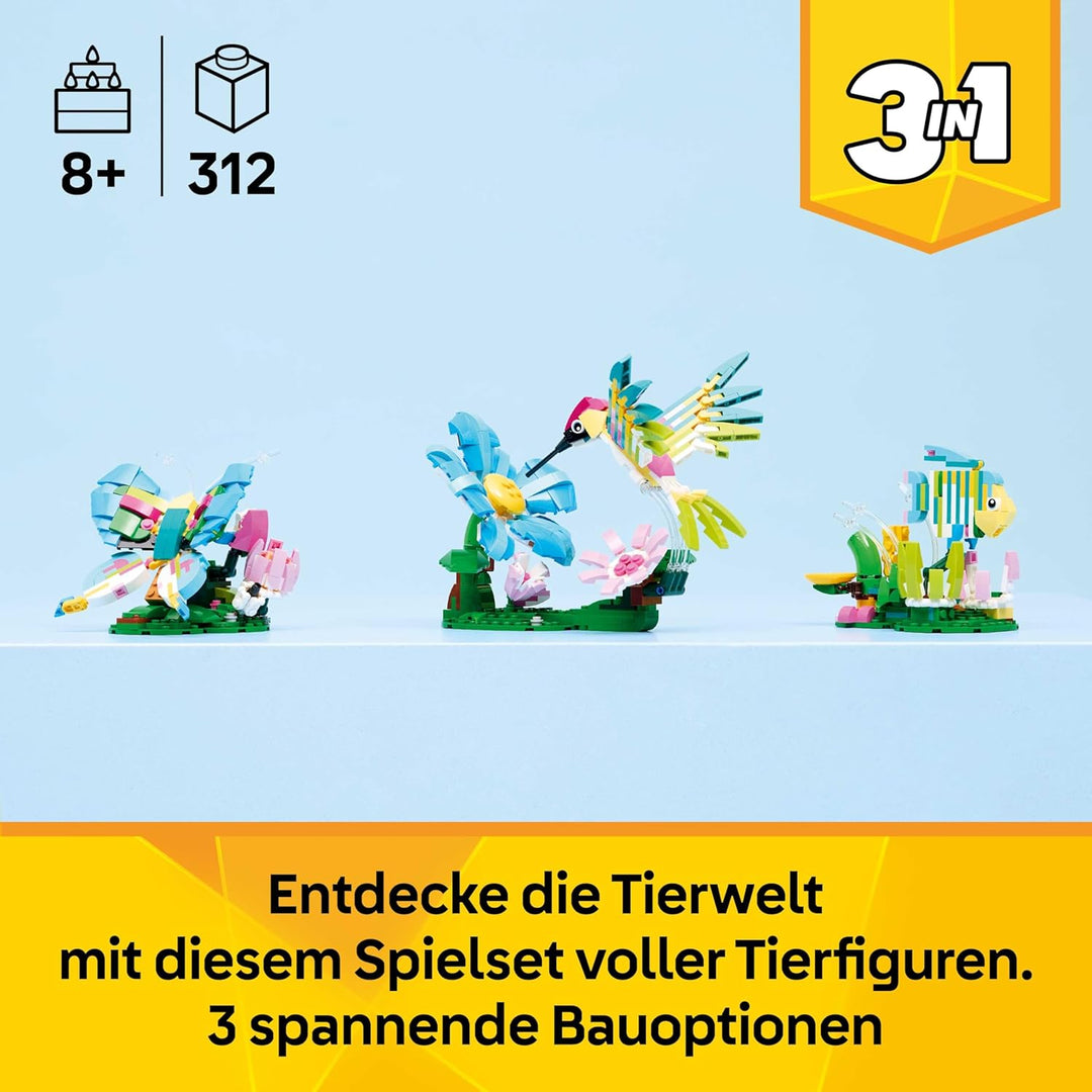 LEGO Creator 3-in-1-Set Wilde Tiere: Bunter Kolibri - Tier Modellbau & Konstruktionsspielzeug - Baus