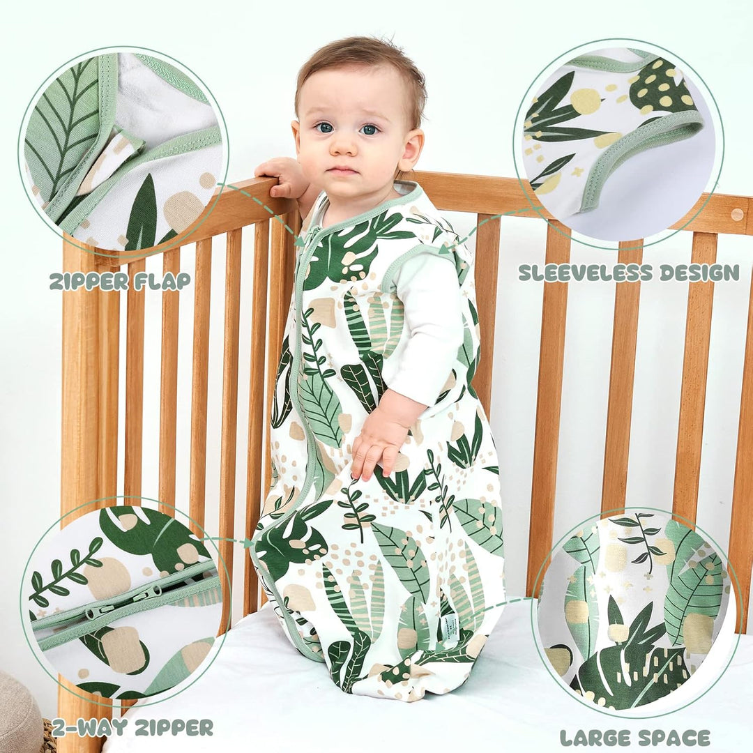 Yoofoss Schlafsack Baby Sommer 0.5 Tog - 2er Pack 67cm/0-6 Monate 100% Baumwolle Sommerschlafsack Ba