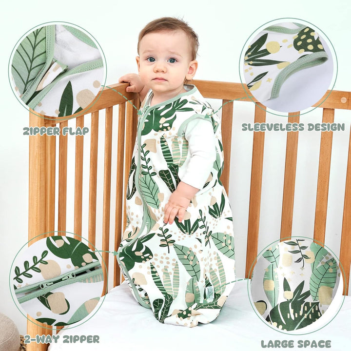 Yoofoss Schlafsack Baby Sommer 0.5 Tog - 2er Pack 67cm/0-6 Monate 100% Baumwolle Sommerschlafsack Ba
