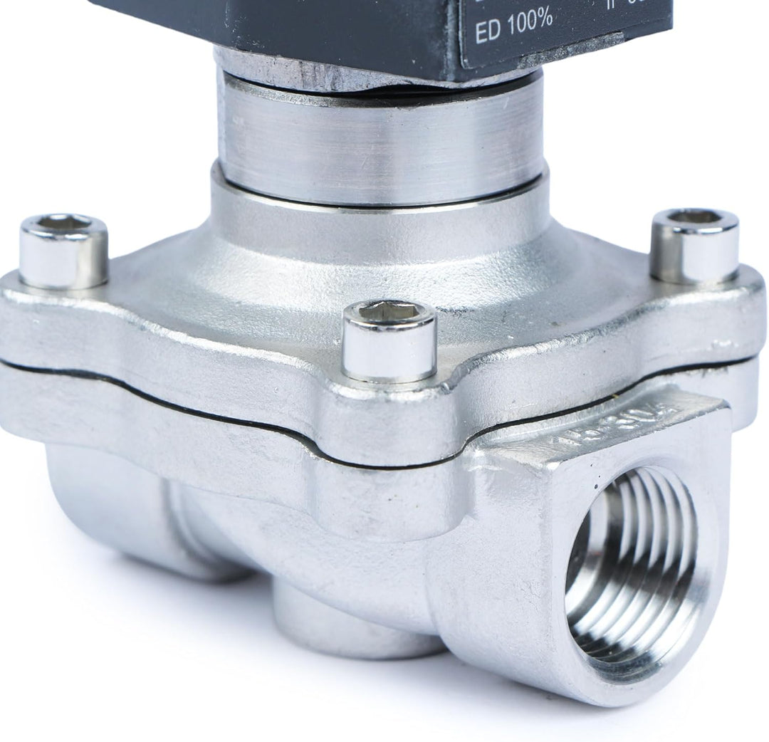 U.S. Solid 1/2" Elektrisch Magnetventil 12V DC Edelstahl stromlos offen VITON Wasser Luft Öl G Gewin