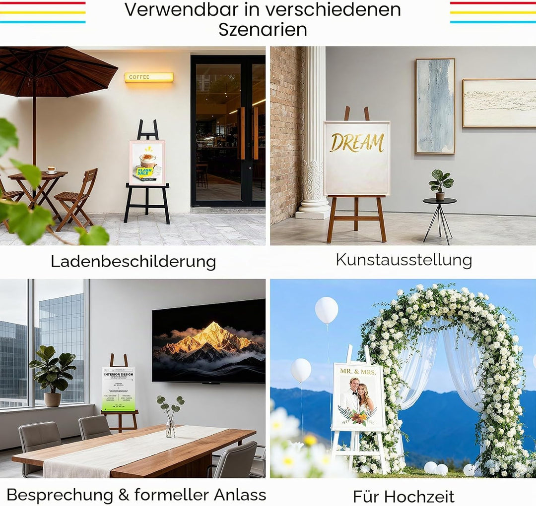 MEEDEN Kunststaffelei Ständer für Ausstellung: Verstellbare Holzständer für Schilder – EIN Rahmen Ma