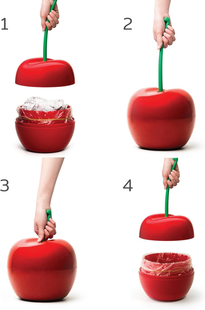 QUALY QL10128 Cherry Bin Abfalleimer, Kunststoff, Rot, 24x24x44,5cm