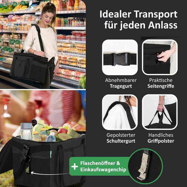 Faltbare Kühltasche gross 30L wasserdicht +12h Frische extra stark isolierte Kühltasche faltbar – Kü