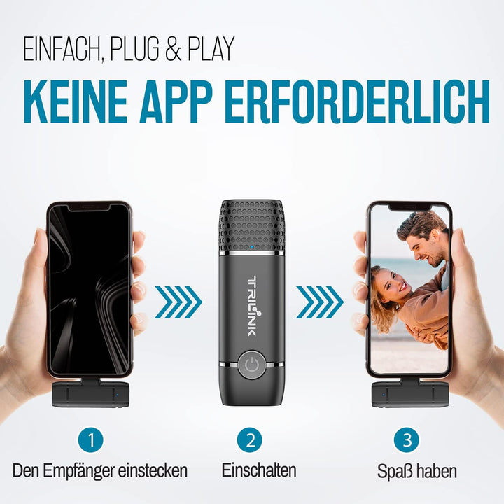 TRILINK Wireless Lavalier Mikrofon für iPhone iPad, Plug Play Ansteckmikrofon-Lightning-Kabellos, Mi