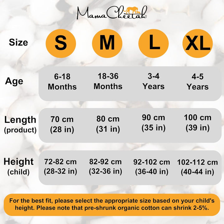 Mama Cheetah Kleinkind Schlafsack mit Füssen 3T-4T, 0,5 TOG Bio-Baumwolle Baby Wearable Decken mit B