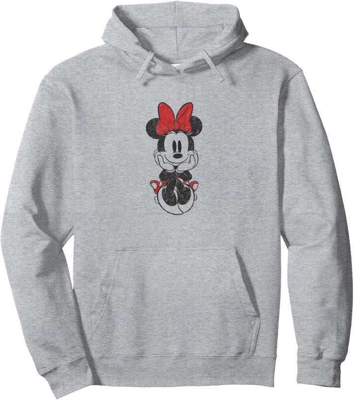 Disney Mickey And Friends Minnie Mouse Sitting Distressed Pullover Hoodie