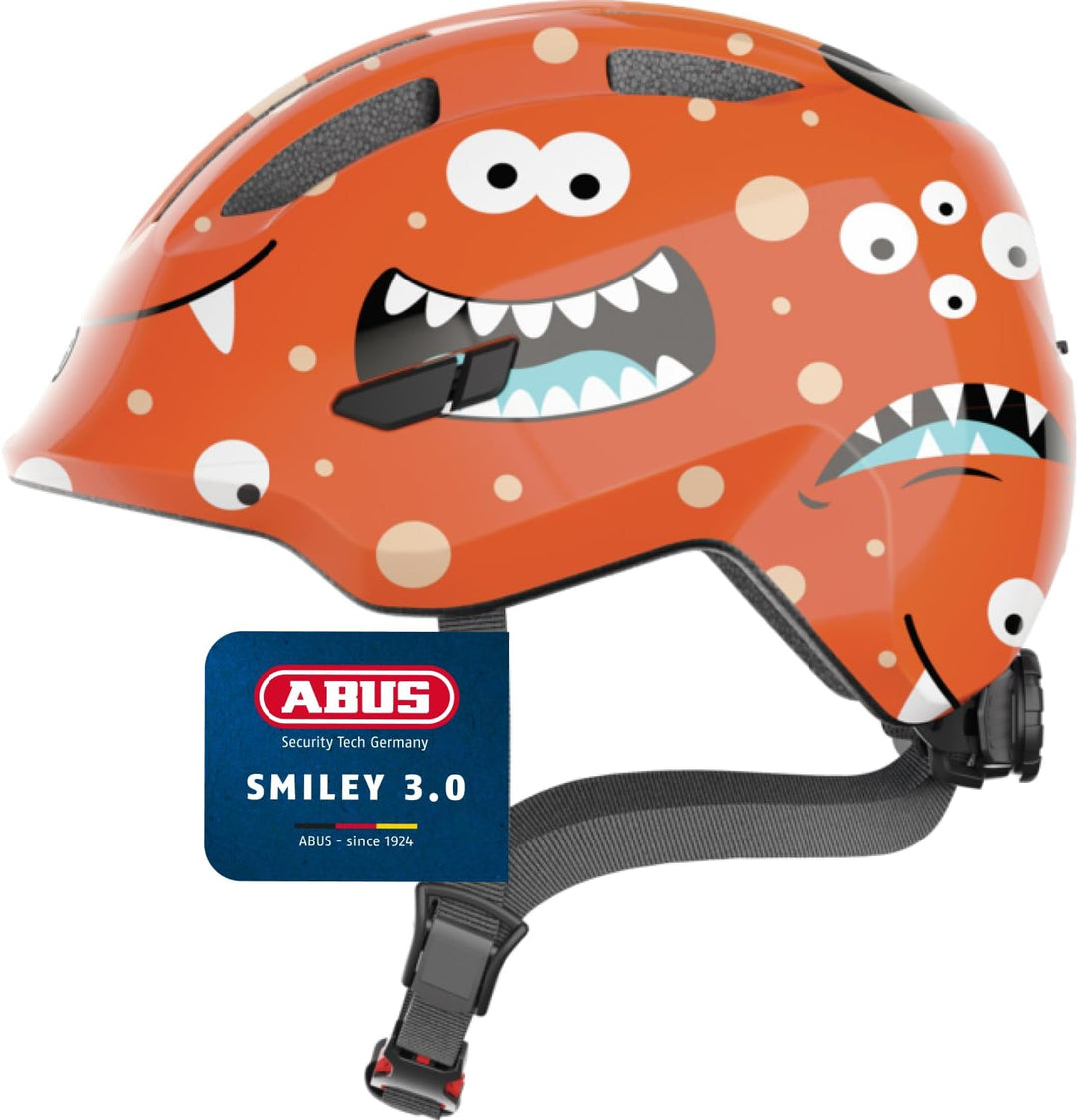 ABUS Kinderhelm Smiley 3.0 - Fahrradhelm mit tiefer Passform, kindergerechten Designs & Platz für ei