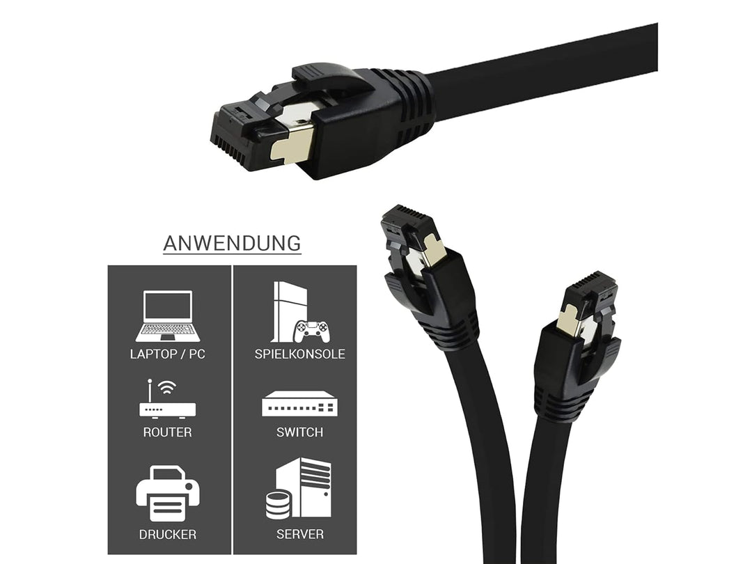 TPFNet 10er Pack CAT.8 hochwertiges Premium Netzwerkkabel flach mit RJ45 Anschluss | LAN Kabel | 3m