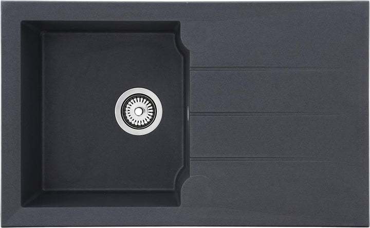 respekta Spüle Granitverbundspüle Granitspüle Einbauspüle 81 x 50 cm grau 81 cm Titanium Grau, 81 cm