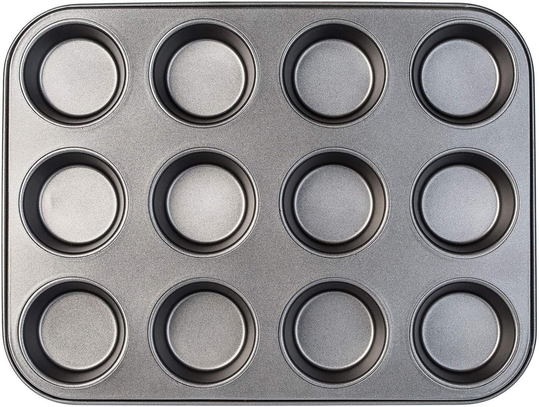 KADAX Muffinform 35 x 26.5 X 3 cm, Backform für 12 Muffins, aus Stahl, grosse Wölbungen, optimale Hi
