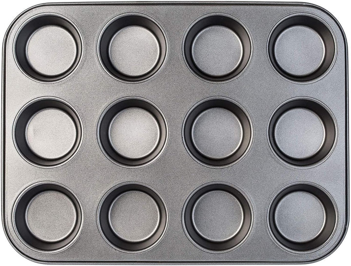 KADAX Muffinform 35 x 26.5 X 3 cm, Backform für 12 Muffins, aus Stahl, grosse Wölbungen, optimale Hi