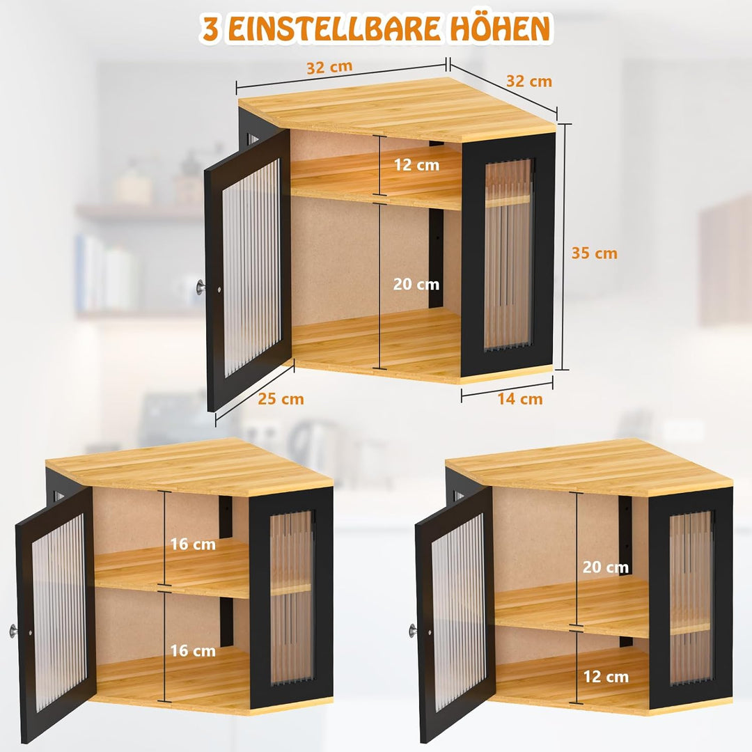 Brotkasten Ecke Bambus Eckbrotkasten Brotaufbewahrungsbox mit 2 Etagen, Holz Brotbehälter Brotaufbew