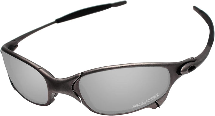 PapaViva Ersatzlinsen &amp; Gummi-Kits für for Oakley Juliet Chrom-silber – Polarisiert, Chrom-silber –