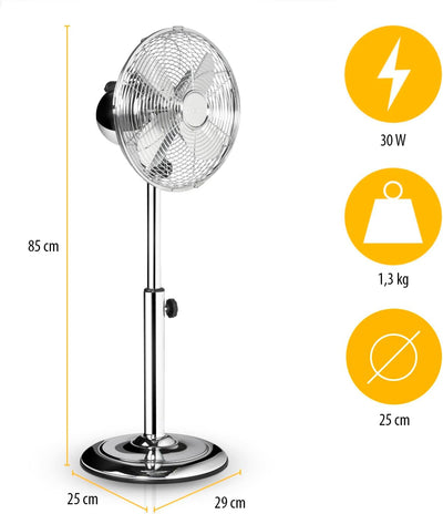 Tristar VE-5952 Standventilator – 25 cm Durchmesser – 3 Geschwindigkeiten – 30 W –Höhenverstellbar –