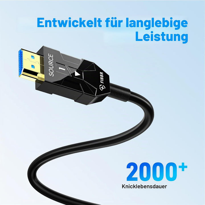 FIBBR 8K HDMI Glasfaserkabel 1M, 48Gbps 8K HDMI 2.1 Kabel/AOC Unterstützung 8K@60Hz, 4K@120Hz/144Hz