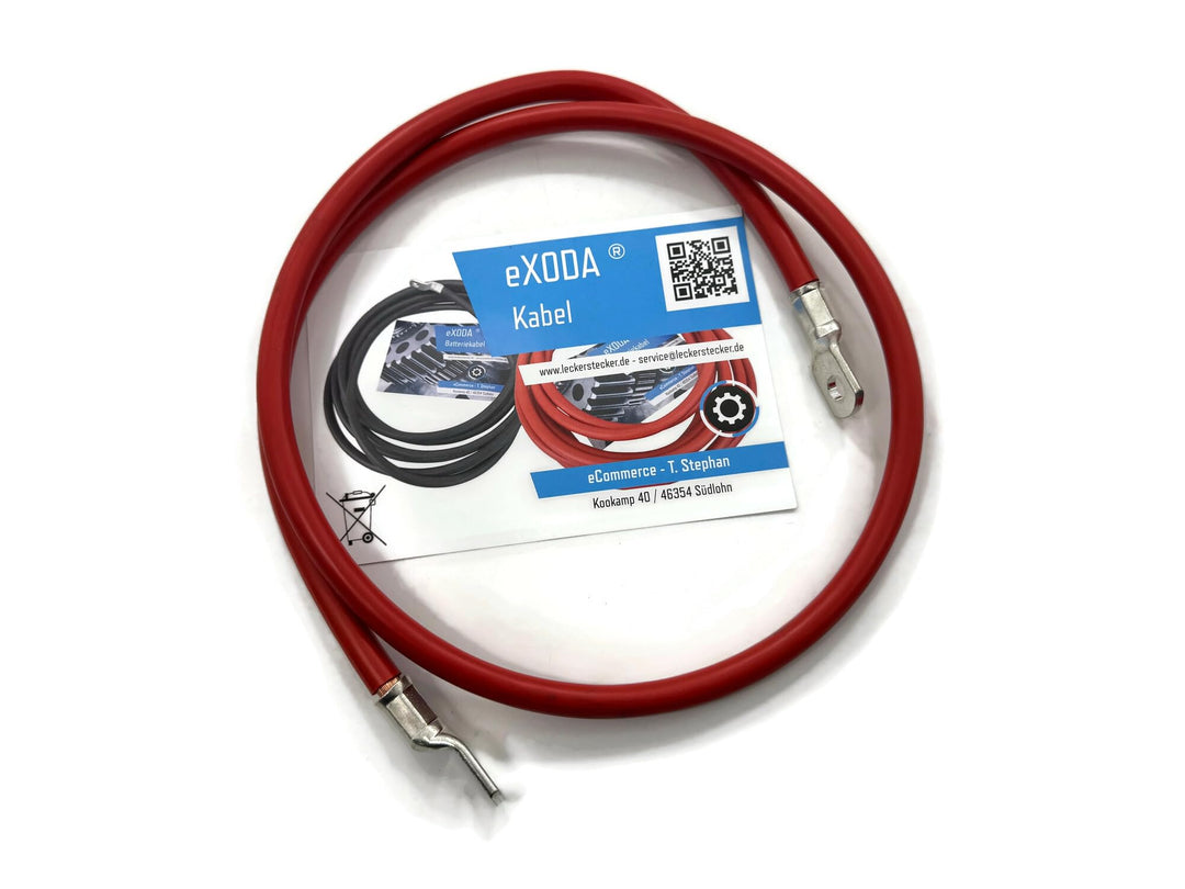 eXODA Batteriekabel 35 mm² 100cm mit M8 Kabelschuhen Rot hohe Flexibilität und Verarbeitungsqualität