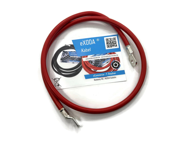 eXODA Batteriekabel 35 mm² 100cm mit M8 Kabelschuhen Rot hohe Flexibilität und Verarbeitungsqualität