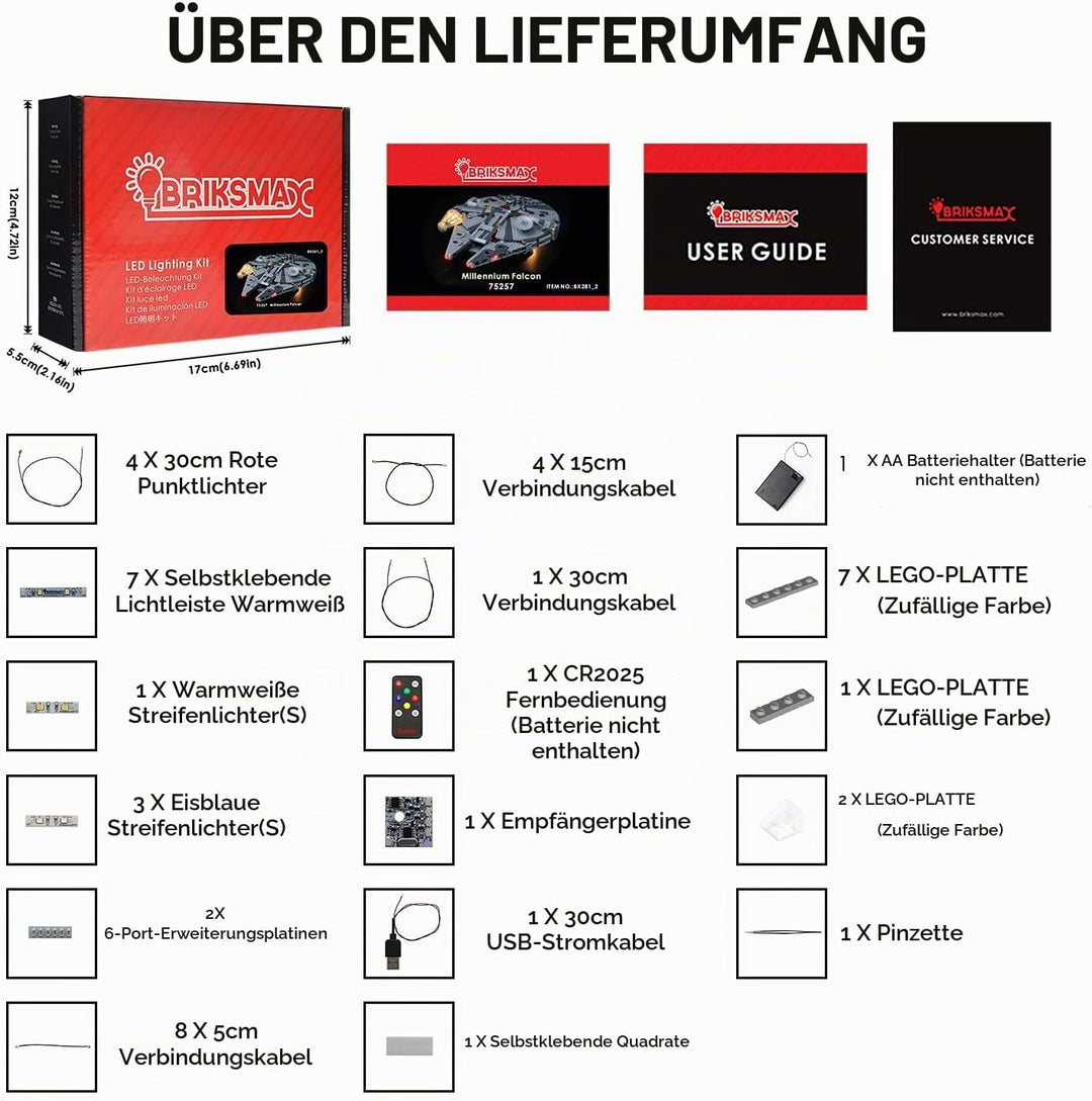 BRIKSMAX LED Beleuchtungsset mit Multifunktions-Soundfernbedienung für Lego Star Wars Millennium Fal