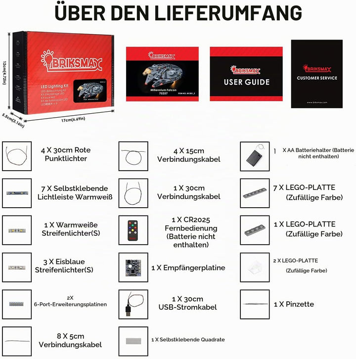 BRIKSMAX LED Beleuchtungsset mit Multifunktions-Soundfernbedienung für Lego Star Wars Millennium Fal