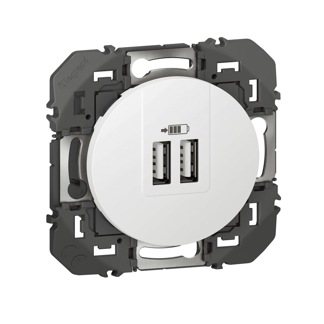 Legrand 600343 Doppel-Ladegerät USB Typ A Dooxie, 2,4 A, weisses Finish