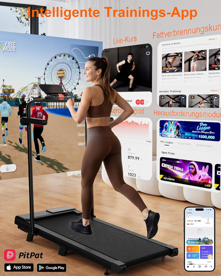 MJWW Walking Pad mit Steigung 6%, Laufband für Zuhause &amp; Büro 136 KG mit Smart App 6 km/h &amp; 12 km/h,