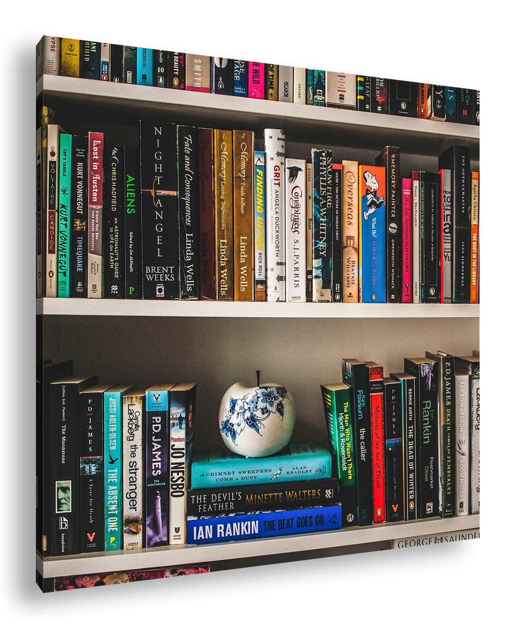 deyoli Rand volles Bücherregal Format: 60x60 cm als Leinwandbild, Motiv fertig gerahmt auf Echtholzr