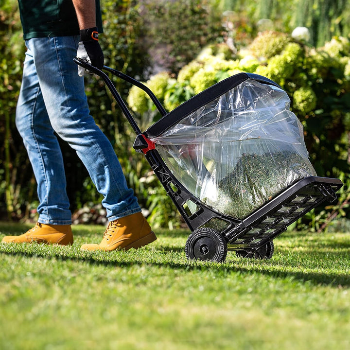 KADAX Abfallwagen 80L, Abfallbehälter mit Deckel und Rollen, mobiler Müllsackhalter für Garten, Müll