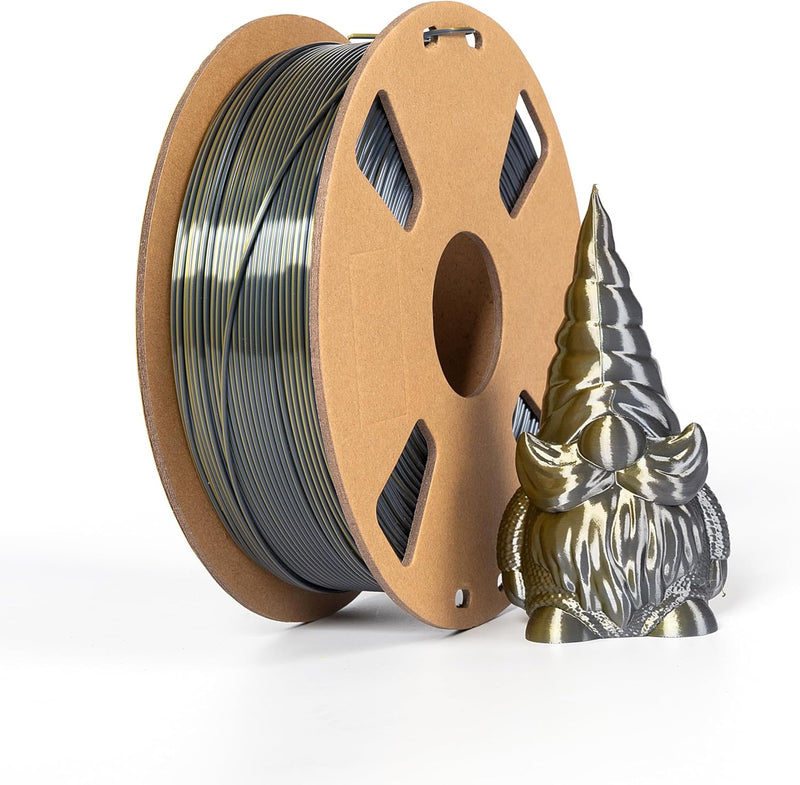 Silk PLA 3D-Drucker-Filament, zweifarbig, Seidenschwarz und Bronze, zweifarbig, zweifarbig, 1,75 mm,