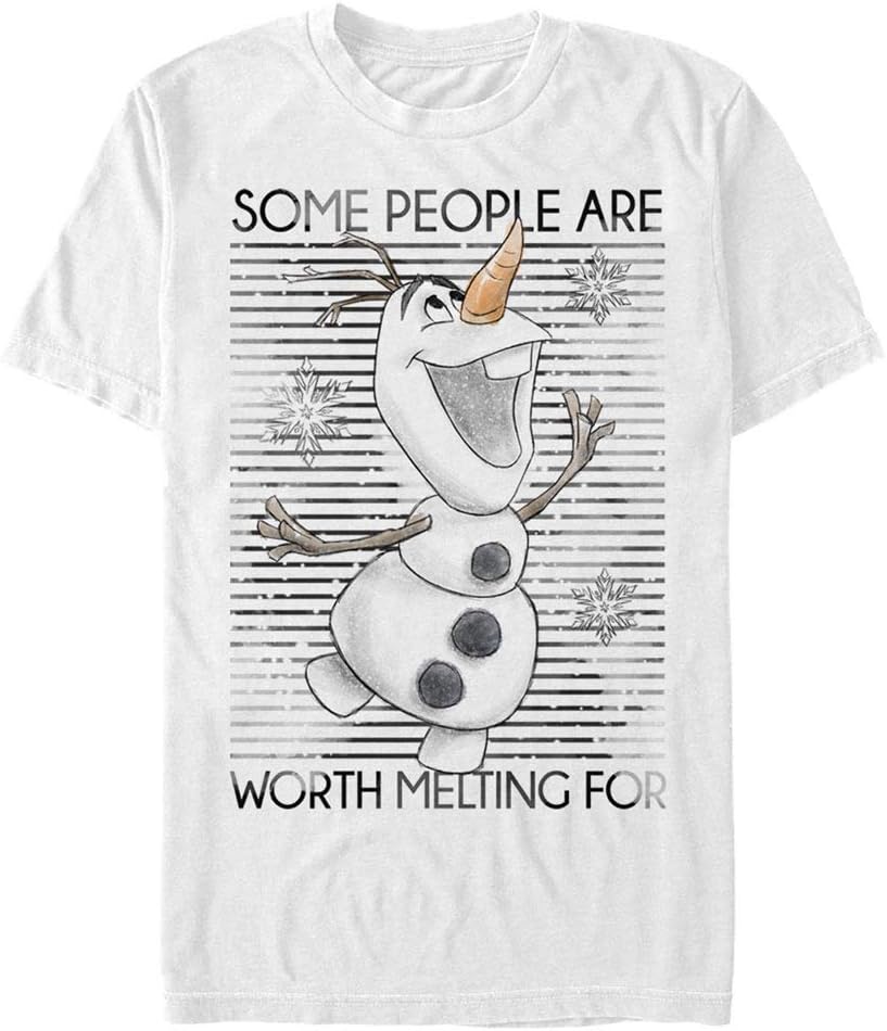Disney Unisex Frozen Worth The Melt Organic Short Sleeve T-shirt XXL Weiss, XXL Wei&#xDF;