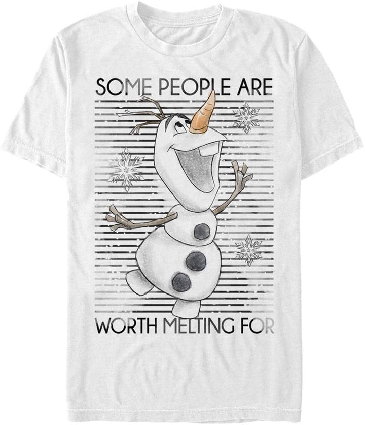 Disney Unisex Frozen Worth The Melt Organic Short Sleeve T-shirt XXL Weiss, XXL Wei&#xDF;