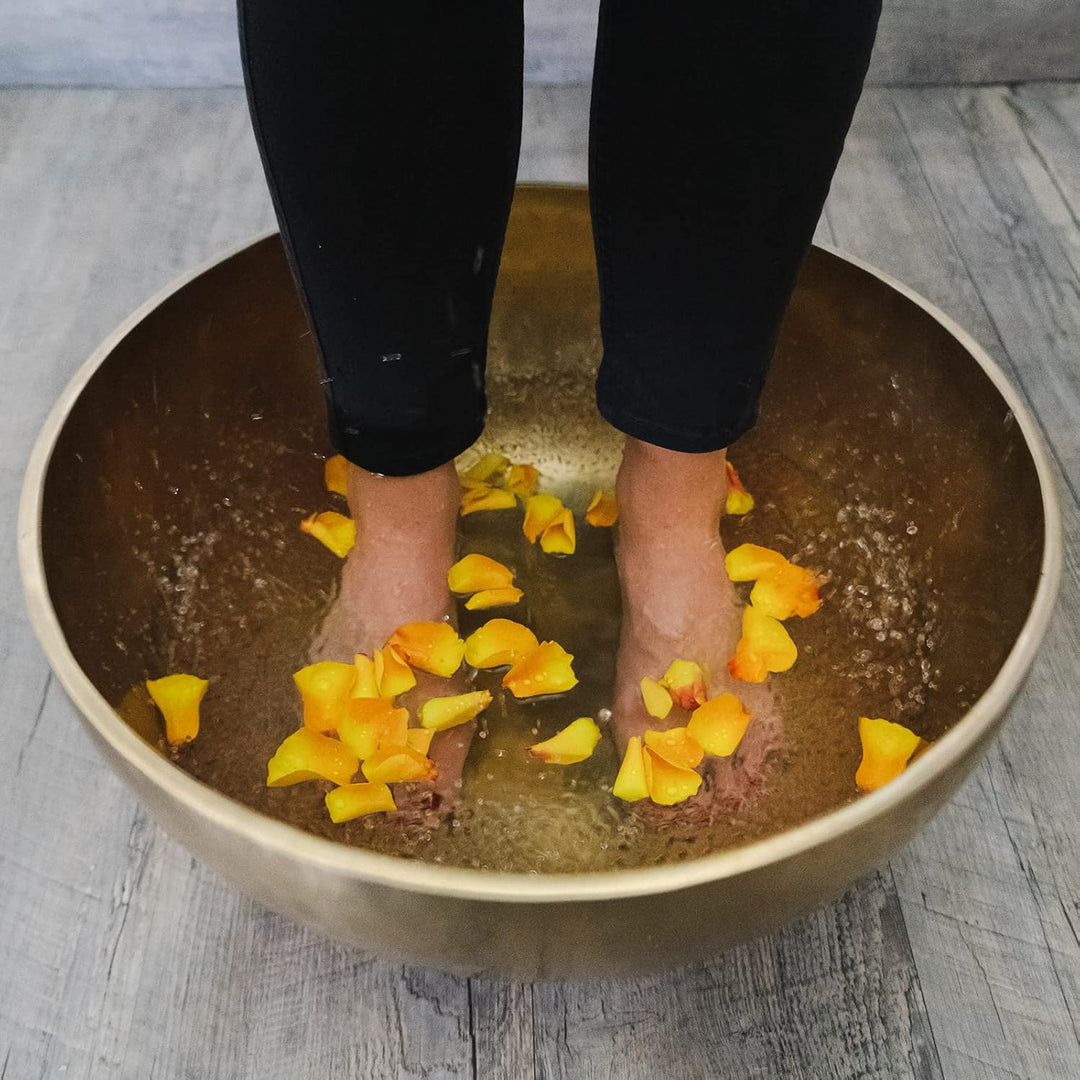 Fuss-Klangschale für Therapie, Entspannung, Wellness, SPA & Fussreflexzonen I Handgeschmiedet I bis