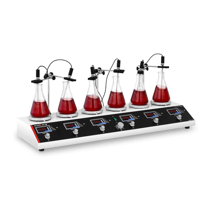 Steinberg Systems Magnetrührer mit Heizplatte SBS-MR-1600/6 (6 Stellplatten Ø 12 cm, 5-99°C, 1000 ml