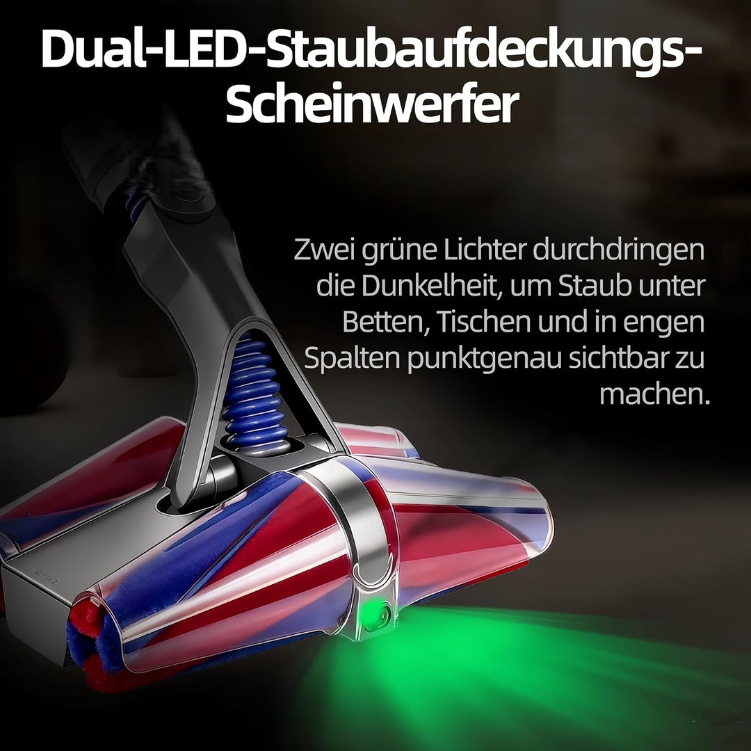Softwalze Bürstenkopf Ersatz für Dyson V8 V10 V11 V15, Hartbodendüse mit Dualen Grünen LED-Leuchten,