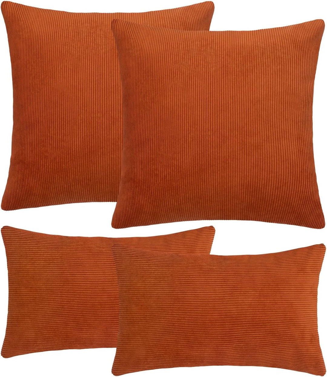 Selfitex 4er Set Cord Kissen 2X 50x50 + 2X 30x50, Couchkissen mit Füllung und Bezug, Kissen Cord, sa