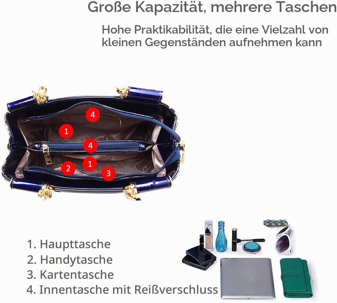 NICOLE&amp;DORIS Handtasche Damen Schultertasche Mode Frauen Umhängetasche Lackleder Handtasche Damen Sh