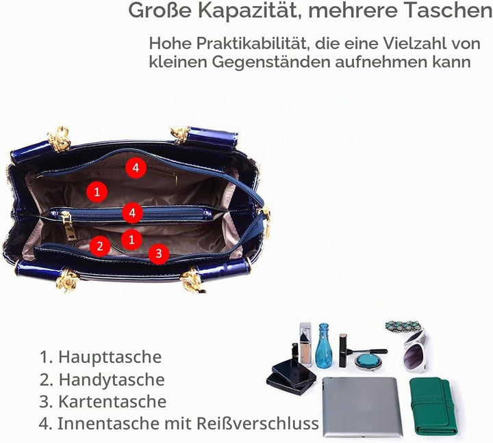 NICOLE&amp;DORIS Handtasche Damen Schultertasche Mode Frauen Umhängetasche Lackleder Handtasche Damen Sh
