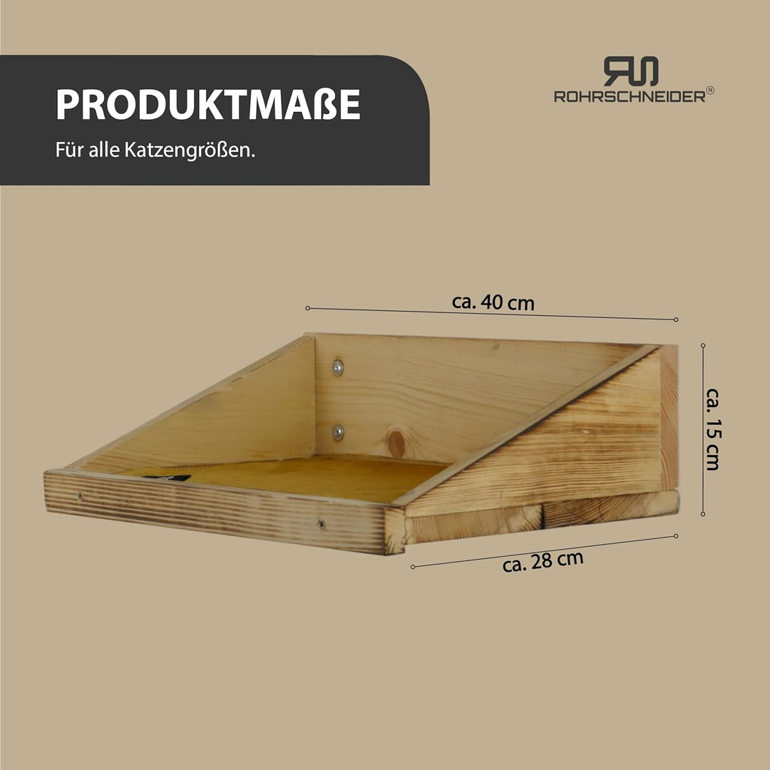 Rohrschneider Katzenbett Wand | Made in EU | Kletterwand Katzen | geflammtes Kiefernholz | belastbar