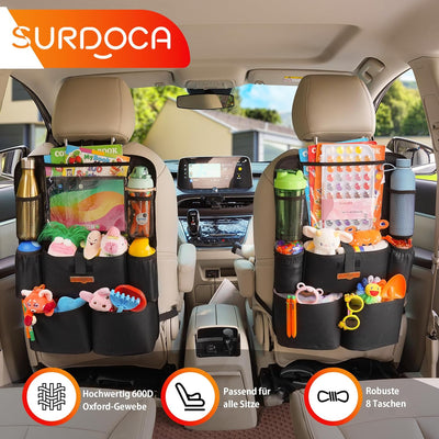 SURDOCA Autositz-Organizer – 4th Generation verbesserter Auto Rücksitz für bis zu 11-Zoll Tablet, 8