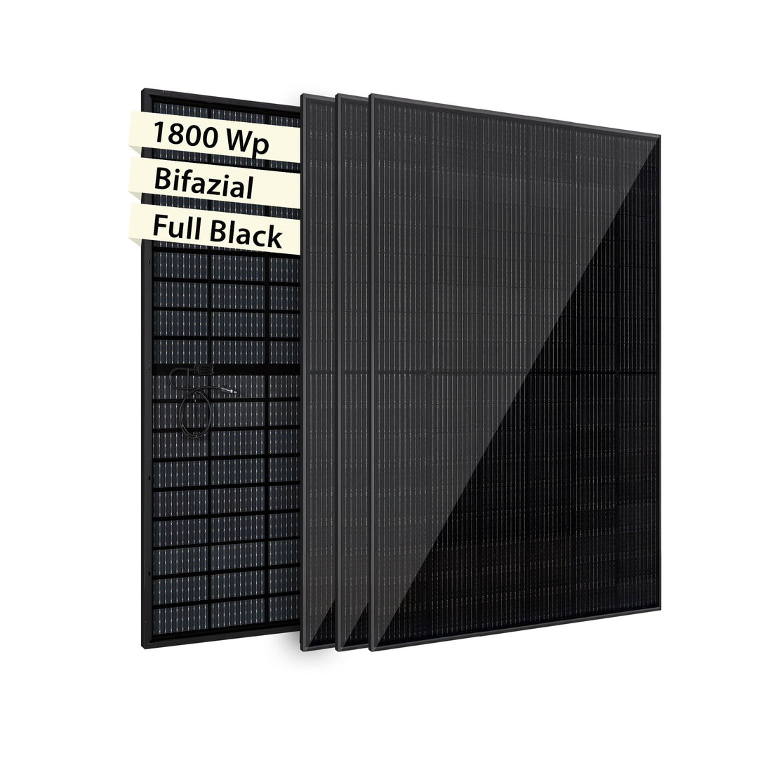 VALE Solarmodul-Set Bifazial 1800 Wp Full Black - Glas-Glas-Module - Solarpanel für Balkonkraftwerke
