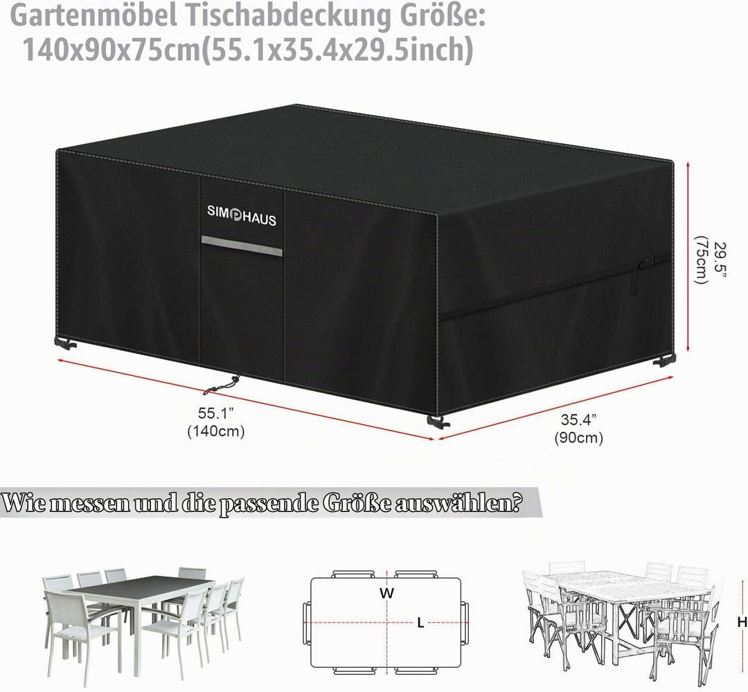 Abdeckung Gartenmöbel Wasserdicht Abdeckhaube Gartenmöbel | Schutzhülle für Gartentisch Abdeckplane