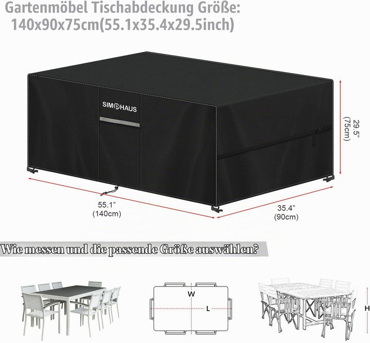 Abdeckung Gartenmöbel Wasserdicht Abdeckhaube Gartenmöbel | Schutzhülle für Gartentisch Abdeckplane