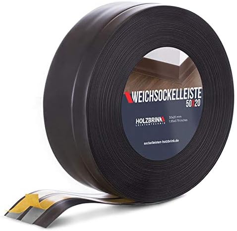 HOLZBRINK Weichsockelleiste selbstklebend SCHWARZ Knickleiste, 50x20mm, 25 Meter 25m Schwarz, 25m Sc