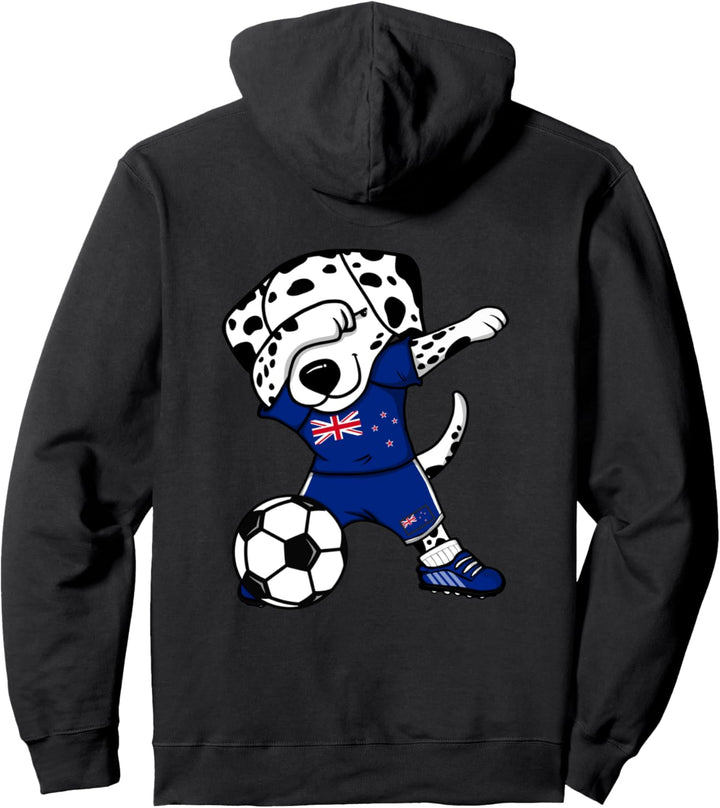 Dabbing Dalmatiner Neuseeland Fussball Neuseeländische Flagge Pullover Hoodie