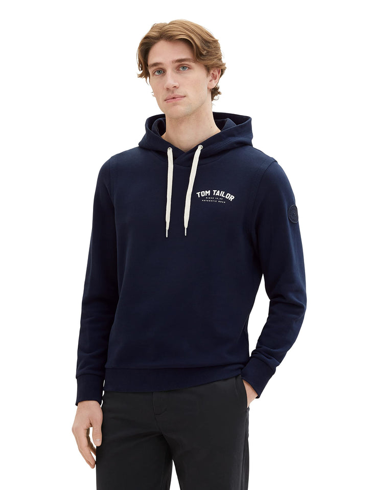 TOM TAILOR Herren Sweatshirt Hoodie mit Logo-Print S 10668 - Sky Captain Blue, S 10668 - Sky Captain