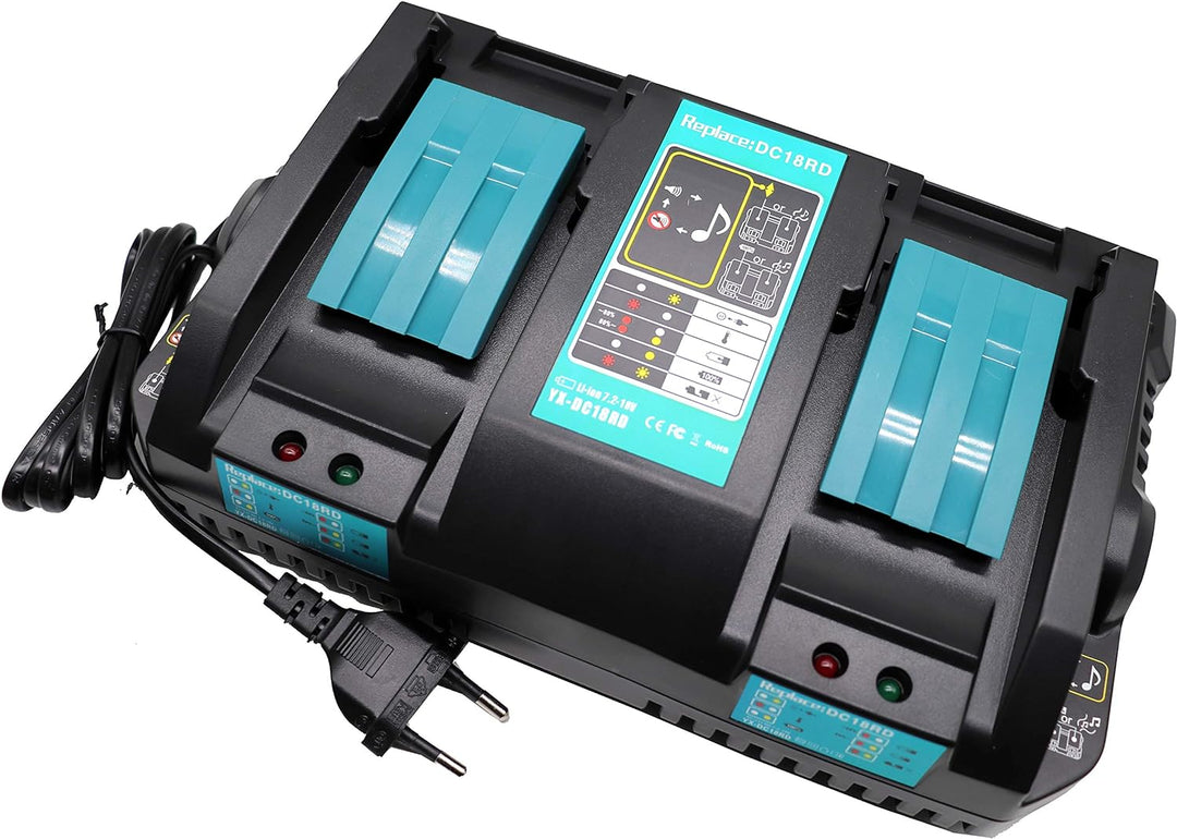 FengWings® DC18RD 4A Doppel-ladegerät, Ersatz Für Makita ladegerät 18V doppelt Akku BL1850B BL1850 B
